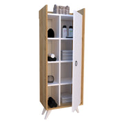 Sellia, Armadio Multiuso 1 Anta 8 Ripiani, 50x140h cm Marrone Rovere