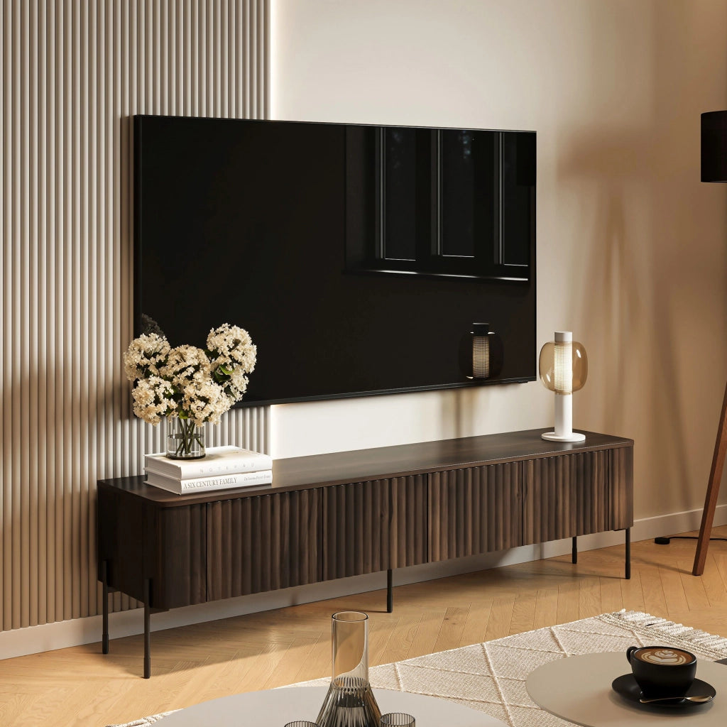 Brembana, Mobile Porta tv un Ripiano, 190x40x50h cm Marrone Noce