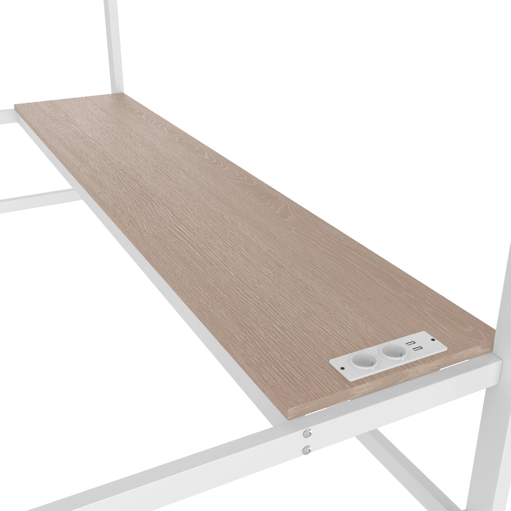 LETTO A CASTELLO 90x200 cm in metallo bianco con scrivania e scala
