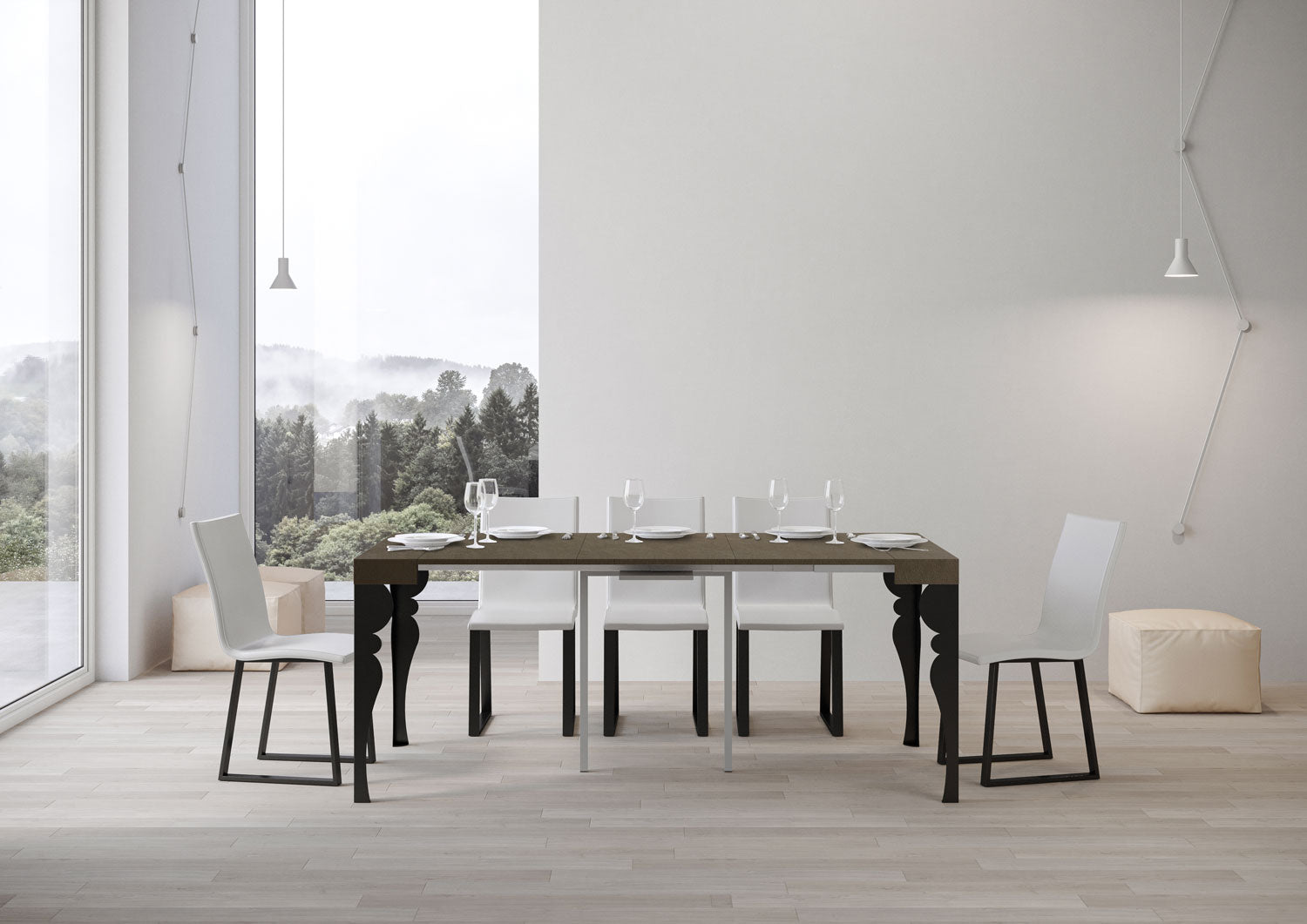 Consolle Allungabile 90-196x40x77 cm Paxon Small Tortora Telaio Antracite