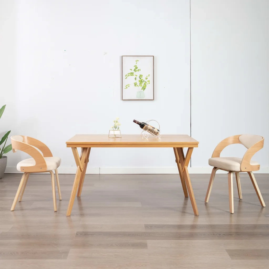 Sedie da Pranzo 2 pz in Legno Curvato e Similpelle Crema 283104