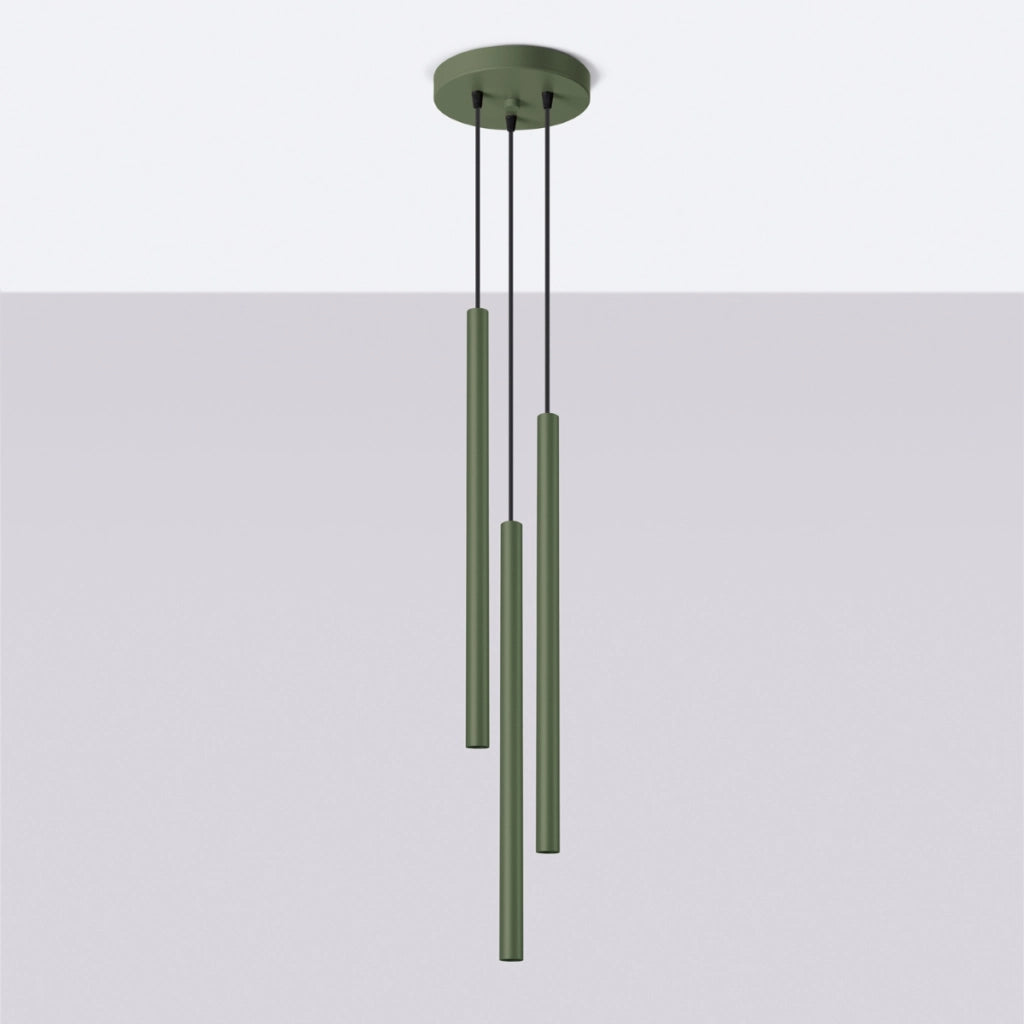 Lampada a sospensione Pastelo Ocean Green a 3 luci, in acciaio, moderna e regolabile