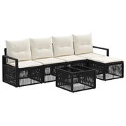 Set Divano da Giardino 6 pcs Nero polyrattan