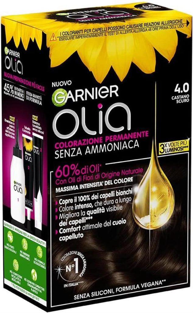 GARNIER OLIA SET 4 PZ TINTA CAPELLI 4.0 CASTANO SCURO
