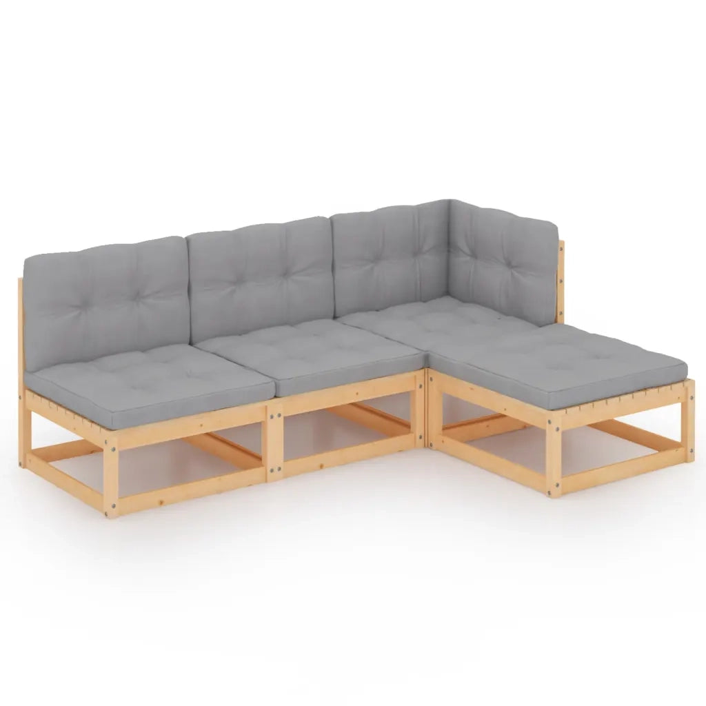 Set Divani da Giardino 4 pz con Cuscini Legno Massello di Pino cod mxl 44136