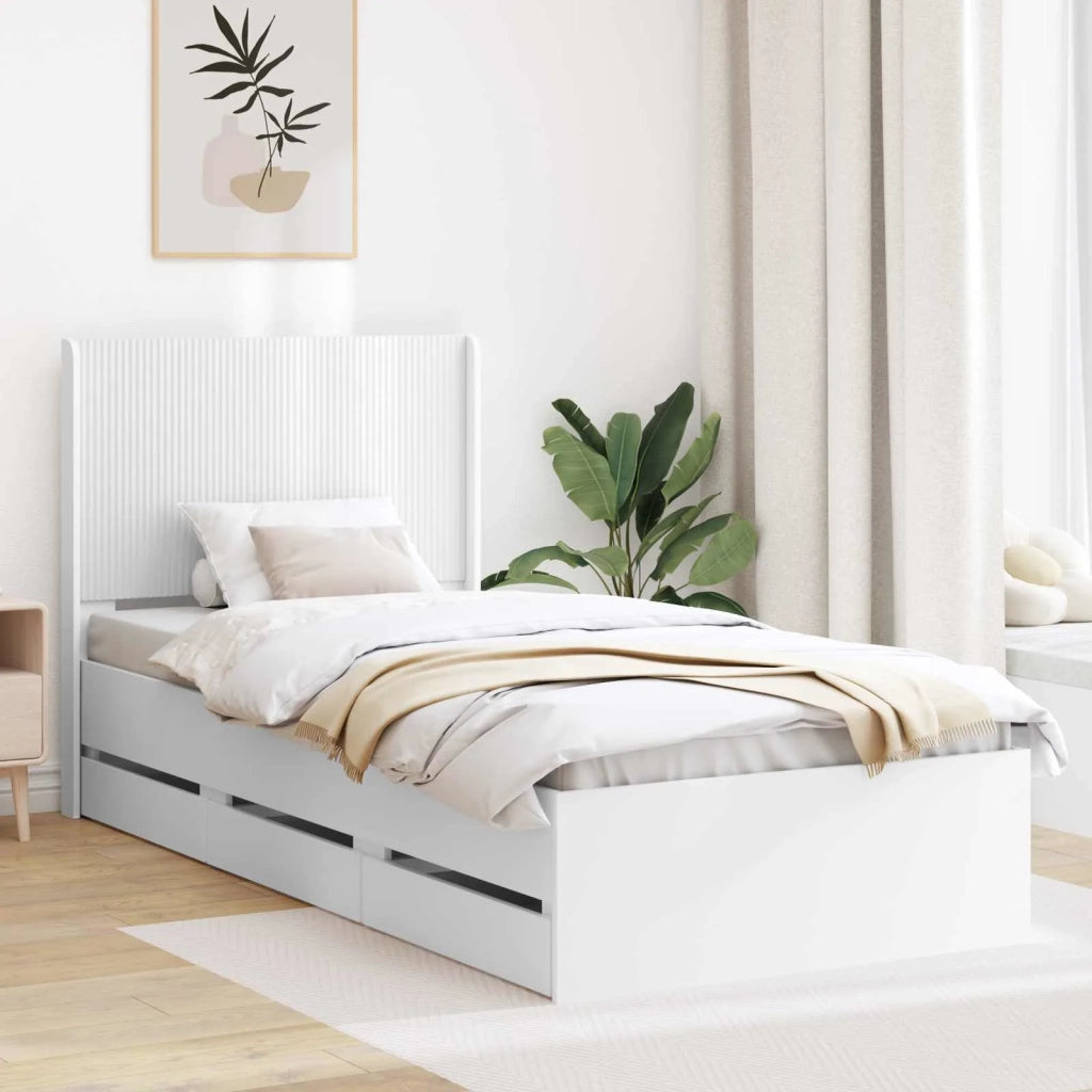 Struttura del letto con stoccaggio e testata Bianco 3413971
