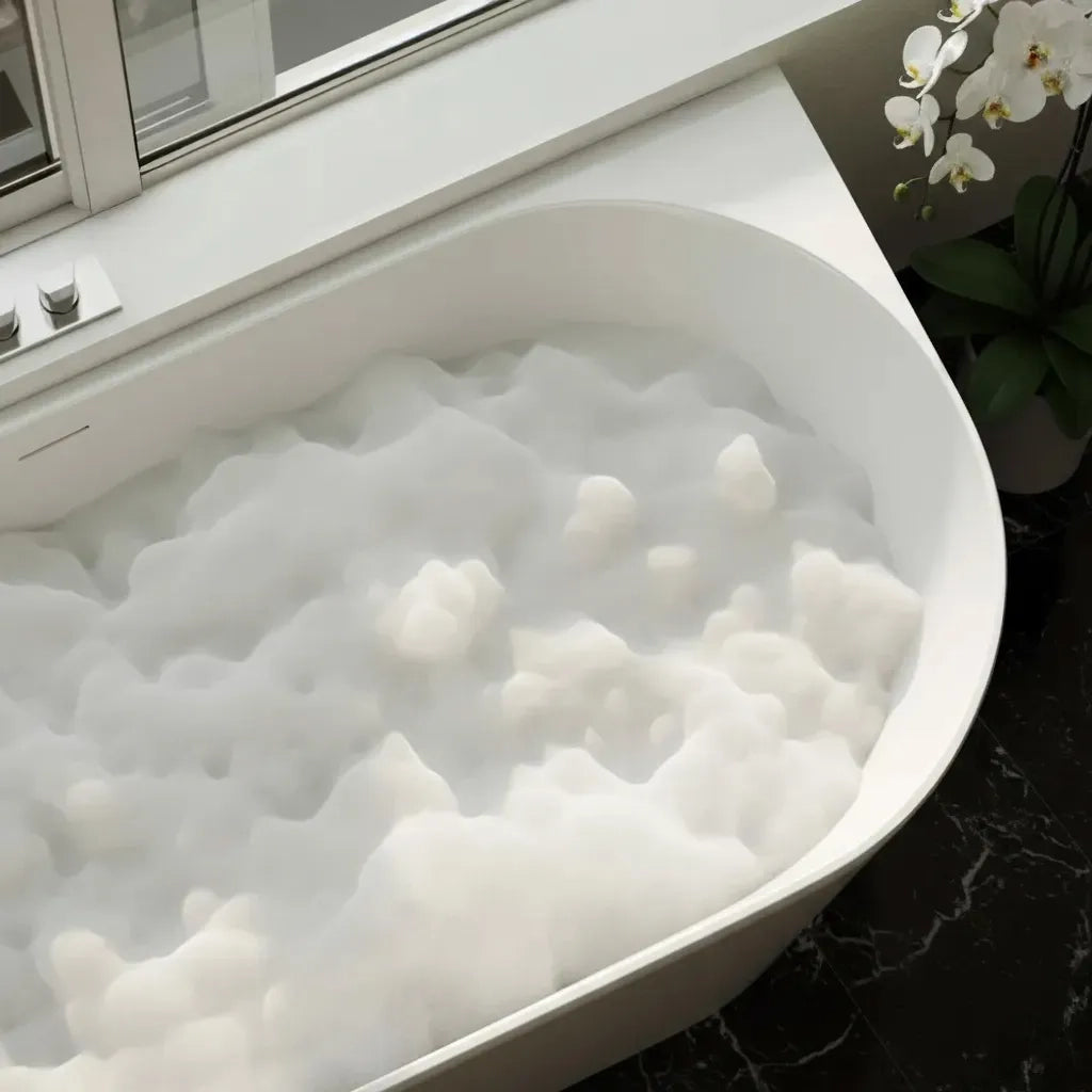 Vasca Da Bagno Angolare In Acrilico Rea Bellanto Slim 150 Left Copritappo oro spazzolato