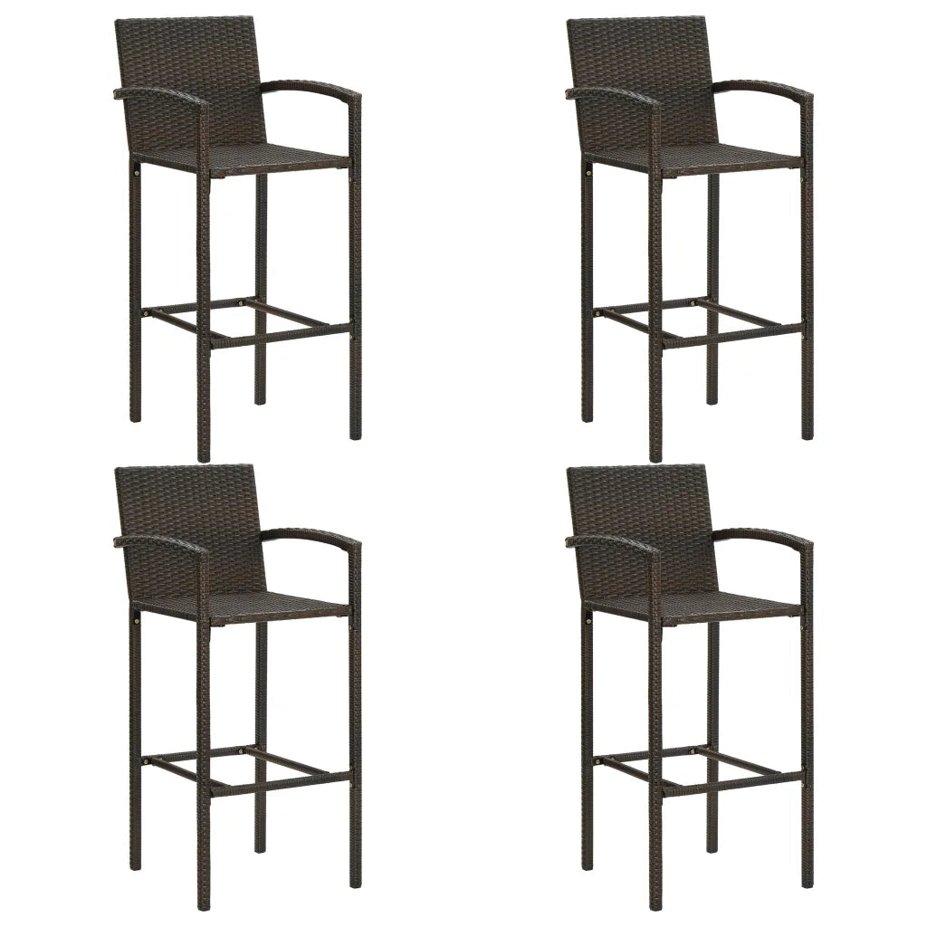Set Bar da Giardino 5 pz | Set Salotto da Giardino con Braccioli in Polyrattan Marrone