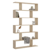 Libreria Dfomme, Mobile portalibri alta bifacciale, Scaffale divisorio con 5 ripiani, Scaffale da ufficio moderno, cm 80x25h192, Rovere