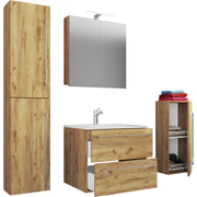 Completo Set5 pz Mobile sosp 2 casetti con Lavabo LG in ceramica incl 1 Colonna 1 mobile sosp e mobile specchio, Rovere