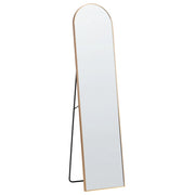 Specchio da terra ovale con telaio in metallo e supporto design moderno con cornice