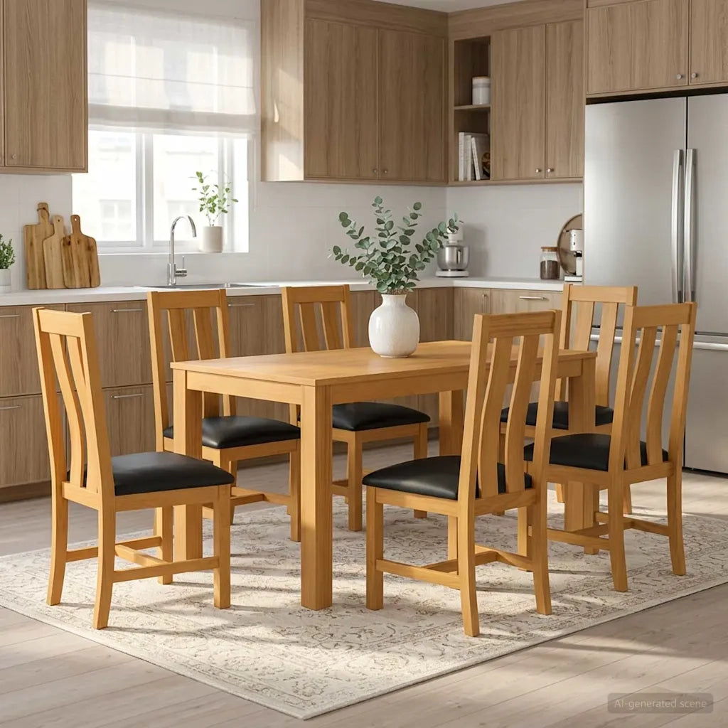 Set da pranzo 7 pz Nero Legno di Quercia Massello 3430373