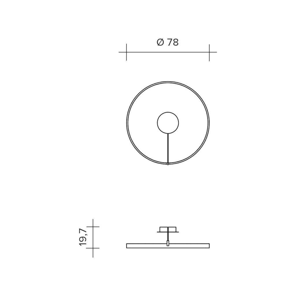 ANELLO LAMPADA DA  SOFFITTO NERO VERNICIATO DIAM.78cm 3000K 3068LM 47W