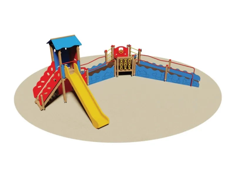 Struttura gioco Play Center 1002 Giochipark legno pino nordico H134cm PE/VTR - Vetroresina