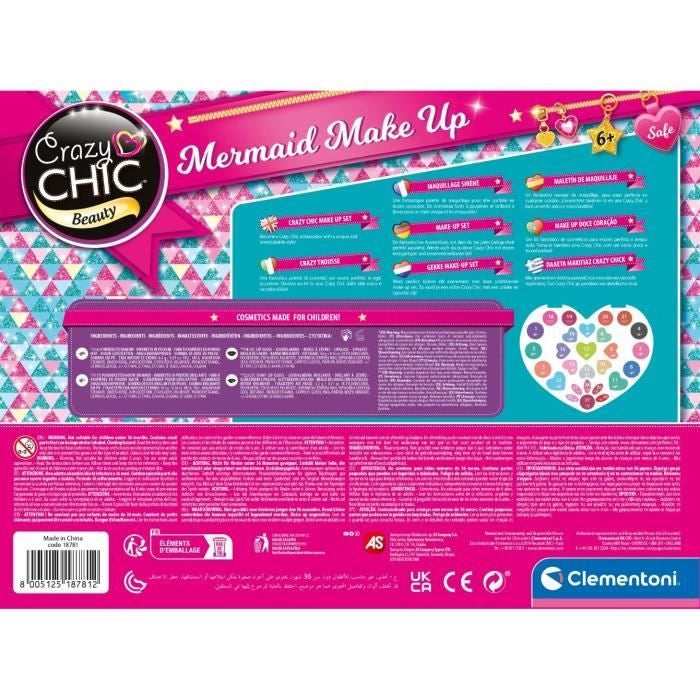 Clementoni - Crazy Chic - Sirene Makeup - Ombretti, lucidalabbra e applicatori - Dai 6 anni in su