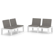 Panca da giardino mobili da esterno per patio set da giardino con cuscini 2 pezzi plastica bianca 02_0011852