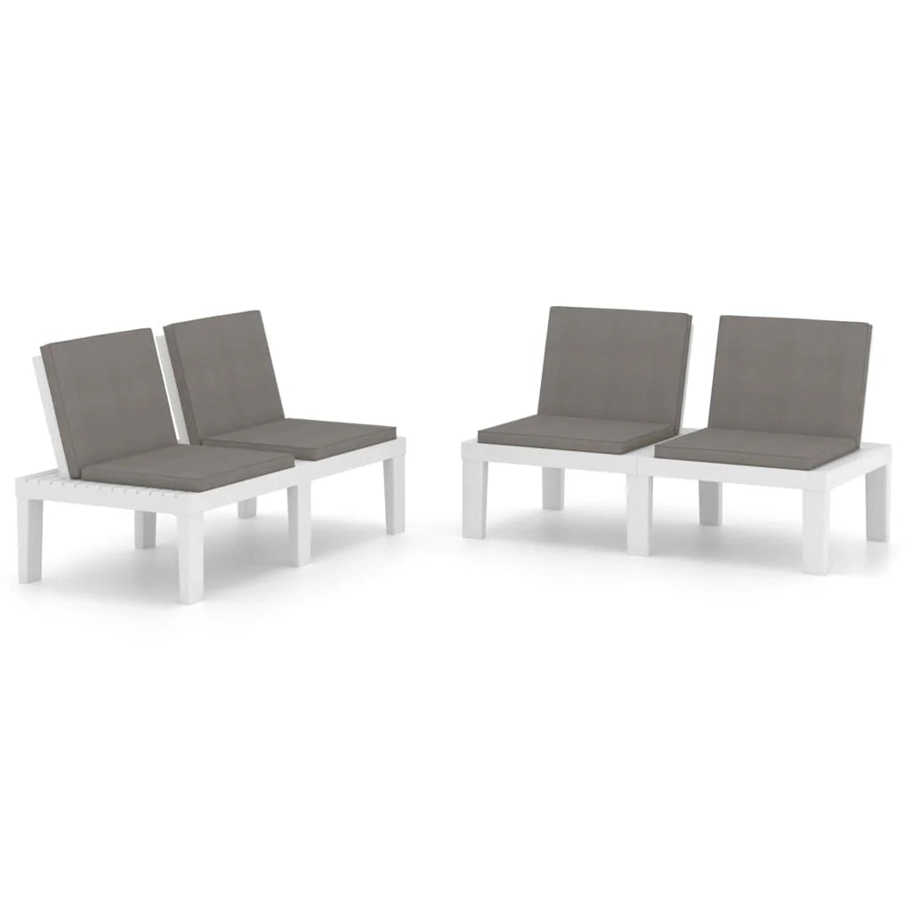 Panca da giardino mobili da esterno per patio set da giardino con cuscini 2 pezzi plastica bianca 02_0011852