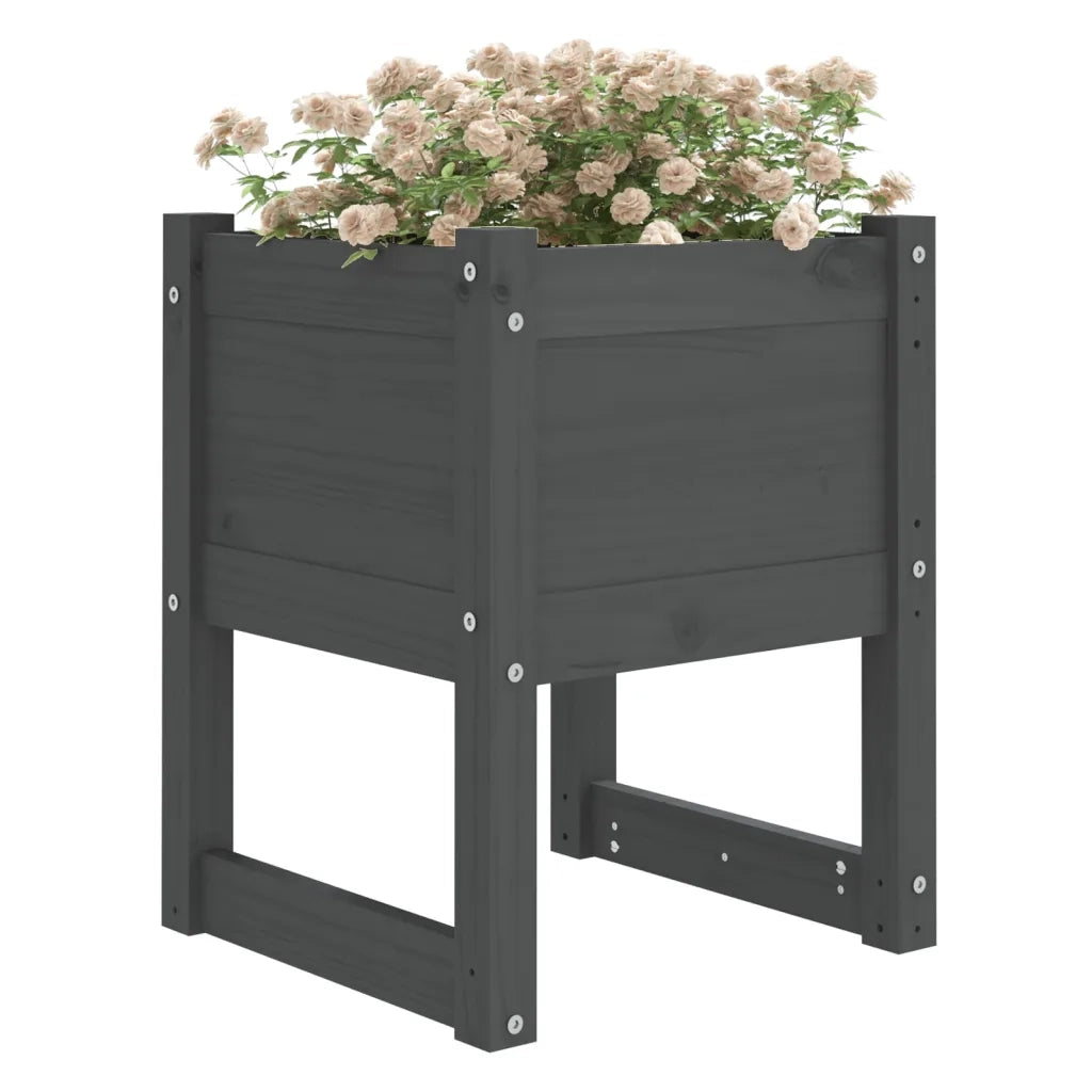 Fioriera Grigio 40x40x52,5 cm in Legno Massello di Pino 822111