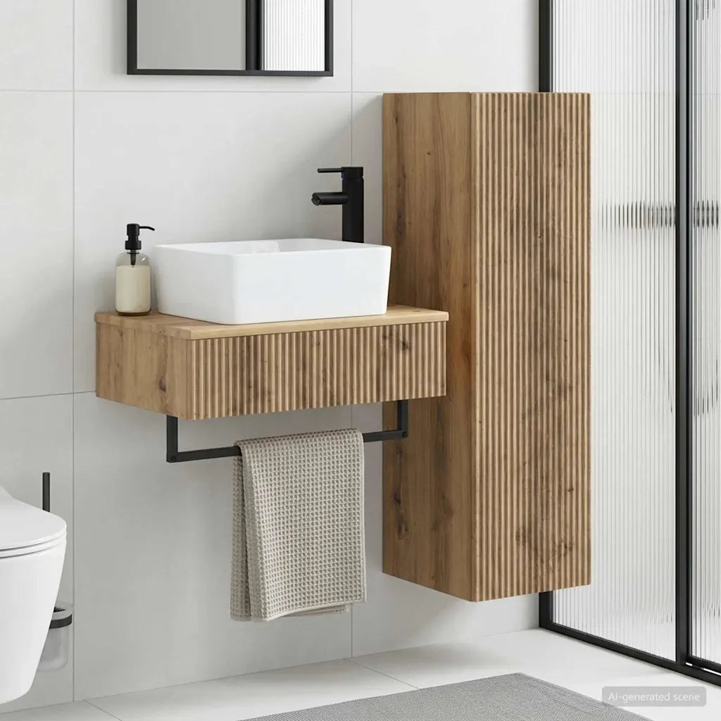 Set di mobili per il bagno 2 pz Rovere Artigianale 3406112