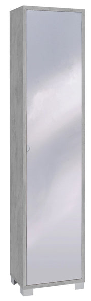 Armadio 1 Anta con Specchio 43x190x29 cm Cemento
