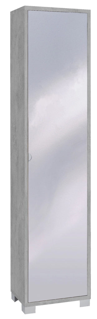 Armadio 1 Anta con Specchio 43x190x29 cm Cemento