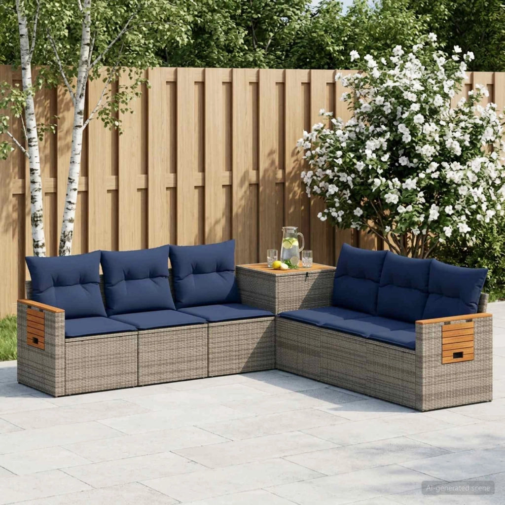 Set di divani 7 pz Grigio e Blu Navy 123 x 62 x 69 cm 3448875