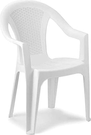 Sedia da giardino set 6 sedie in plastica effetto rattan con braccioli e impilabili colore bianco Tomaino