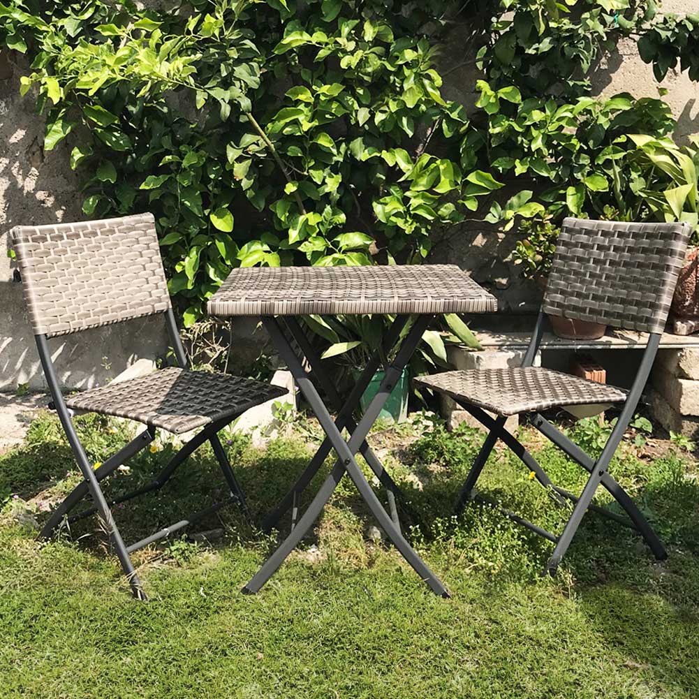 Set Pieghevole Tavole e Sedie Arredo Giardino Simil rattan x Esterno Polyrattan