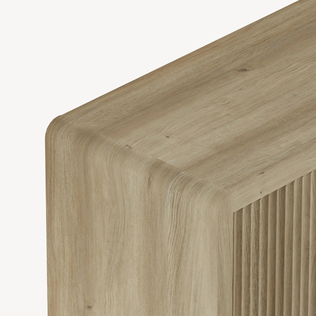 Credenza Lukkodso Comò con Anta e 3 Scomparti Aperti 82 x 75 x 30 cm - Effetto Rovere Medio Chiaro [en.casa]