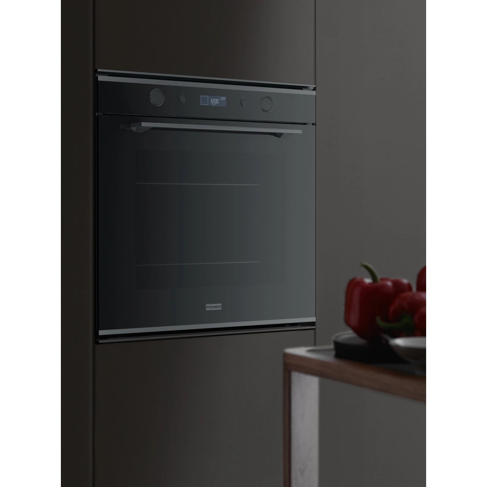 Franke fmy98pbk forno da incasso 60 cm elettrico multifunzione pirolitico, colore nero, classe energetica a+, volume 73lt