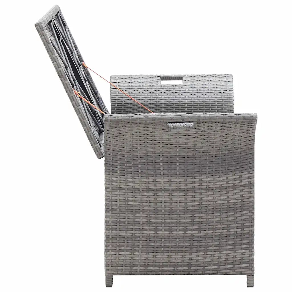 Cassapanca con Cuscino-Baule-Panca con ContenitoreGrigia 138 cm in Polyrattan