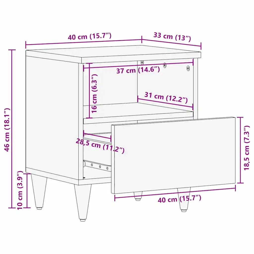 vidaXL Comodini con cassetto 40 x 33 x 46 cm
