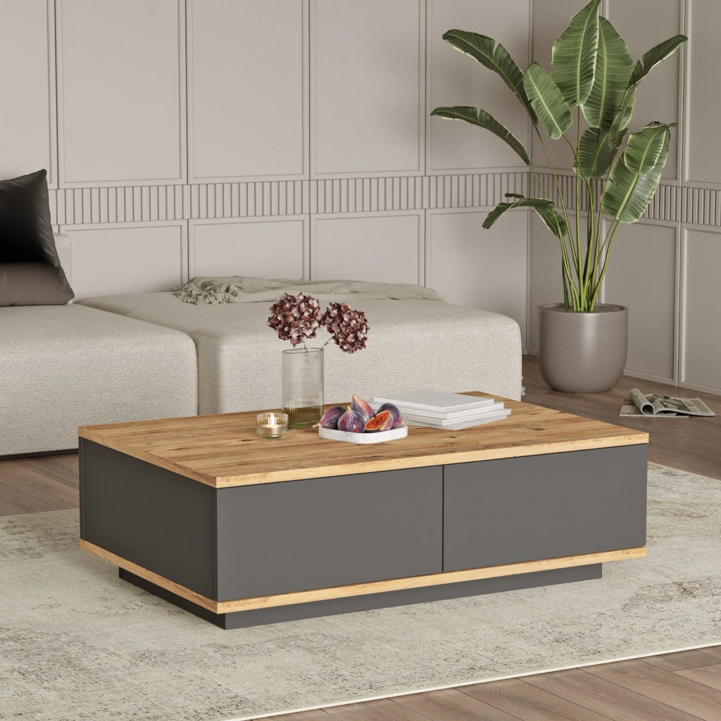 Tavolino in legno "Frew" - 90 x 60 x 28 cm - Marrone