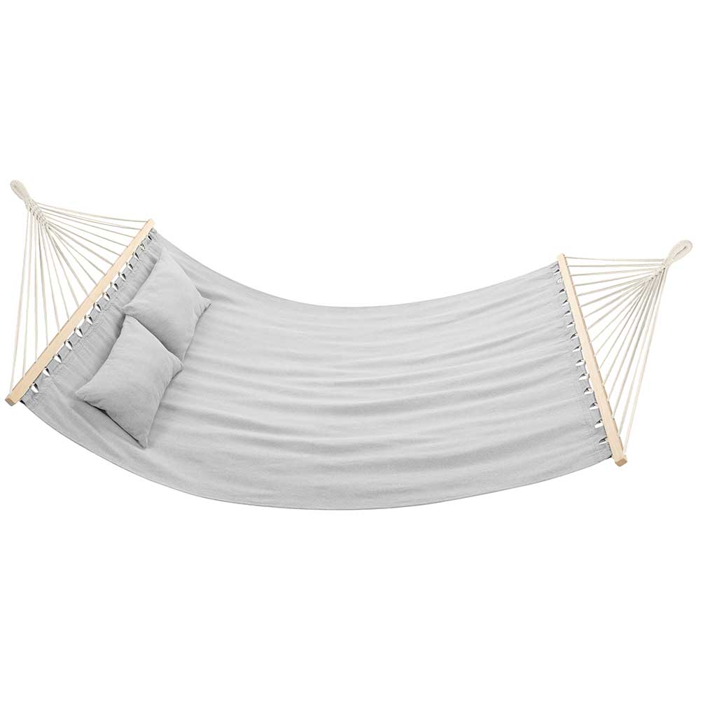 Amaca Giardino 2 Posti Legno Cotone Relax Esterno Campeggio 345x150cm Grigio