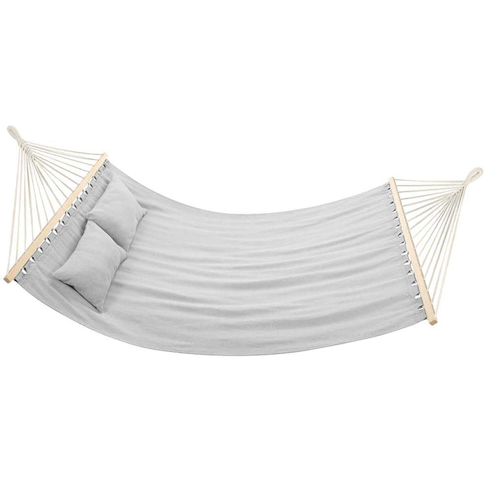 Amaca Giardino 2 Posti Legno Cotone Relax Esterno Campeggio 345x150cm Grigio