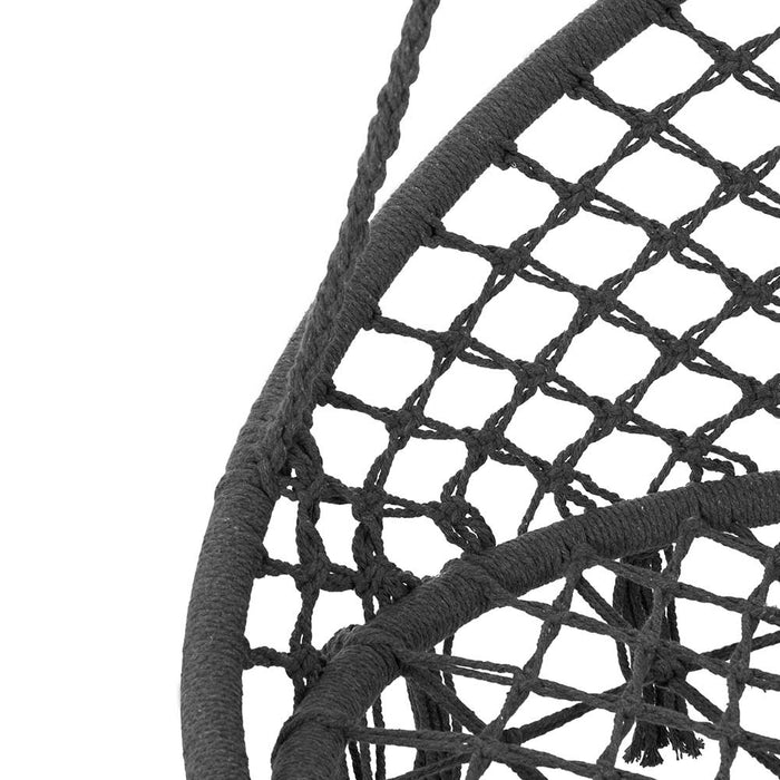 Poltrona Sospesa Giardino Tessuto Sedia Dondolo Pensile Amaca con Cuscino Grigio