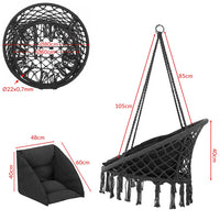 Poltrona Sospesa Giardino Tessuto Sedia Dondolo Pensile Amaca con Cuscino Grigio