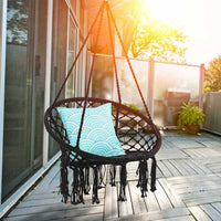 Poltrona Sospesa Giardino Tessuto Sedia Dondolo Pensile Amaca con Cuscino Grigio