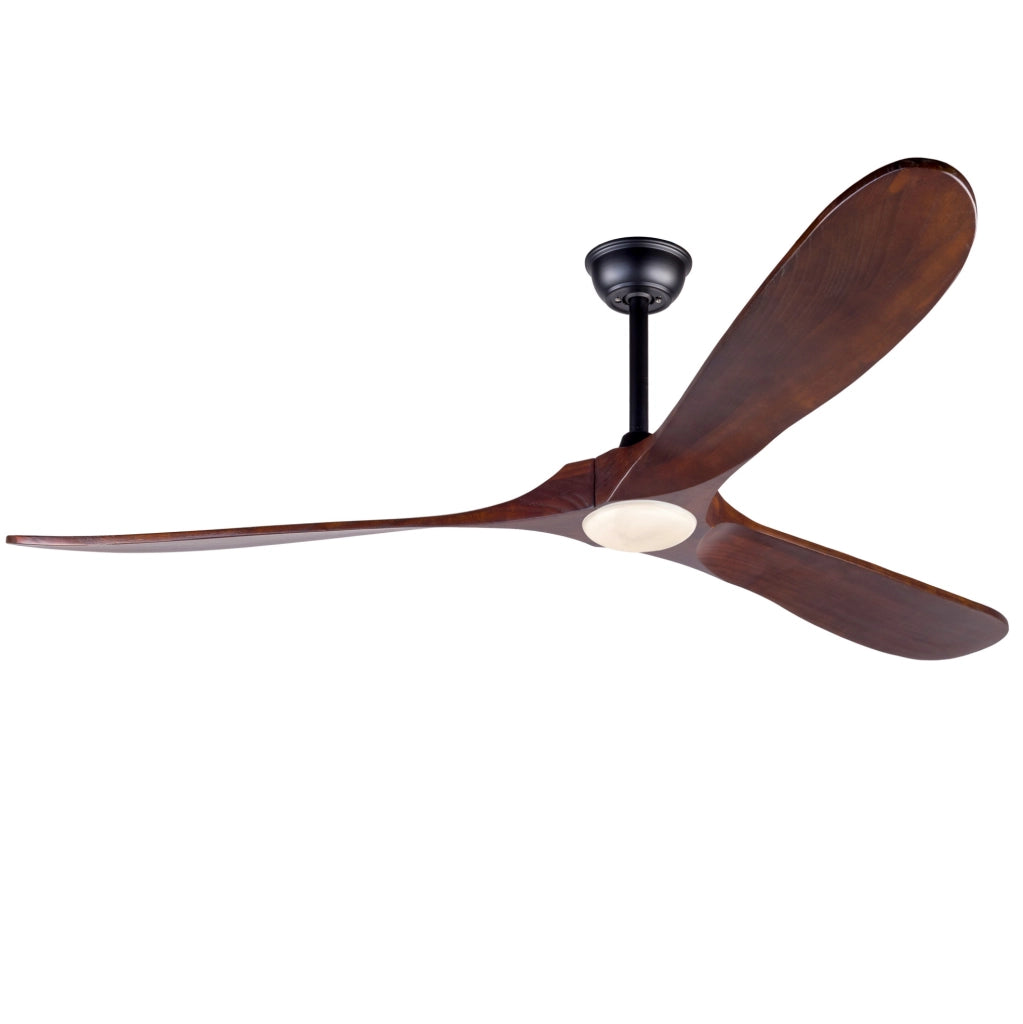 Ventilatore a soffitto con luce LED 70" in legno massello Noce/Nero, telecomando