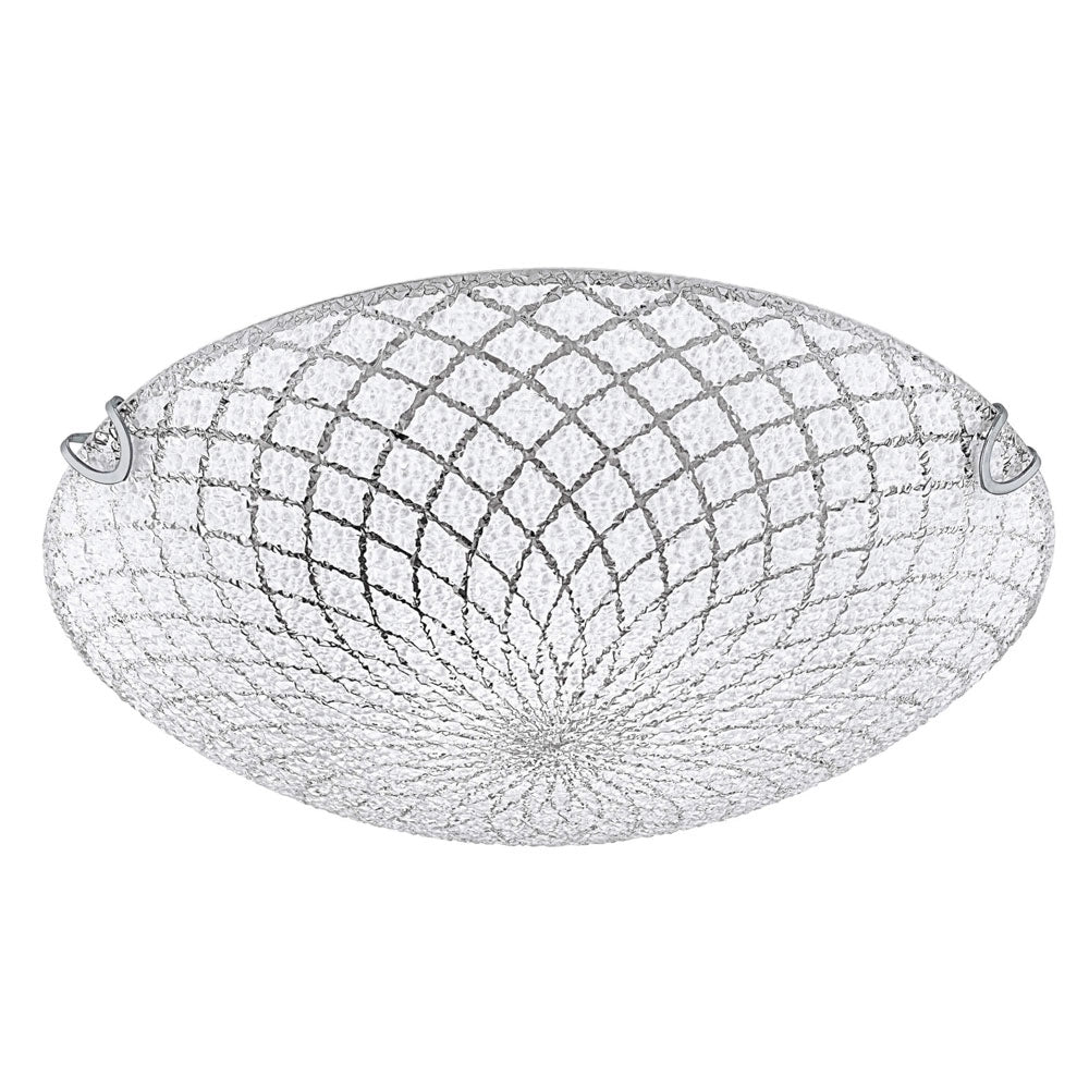 Plafoniera Applique in Vetro Tonda Bivio effetto Cristallo Diametro: Ø 50 mm
