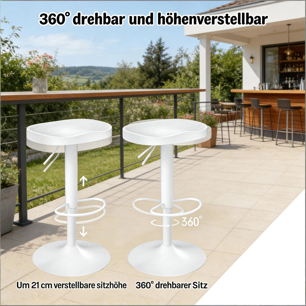 BAR Hocker girevole regolabile 41,5 x 31,5 x 60-81 cm Bianco Legno massello e metallo