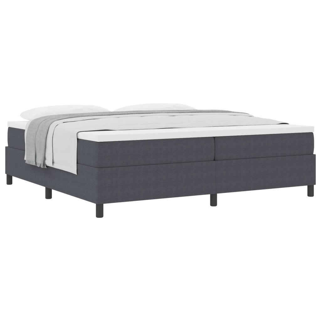Letto con Rete a Molle e Materasso Grigio Scuro 200x200 cm Tessuto in Corduroy