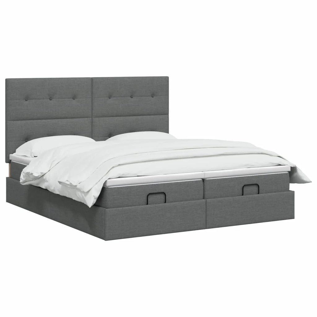 Letto Ottomano con Materasso e LED Grigio Scuro 180 x 200 cm 3458438