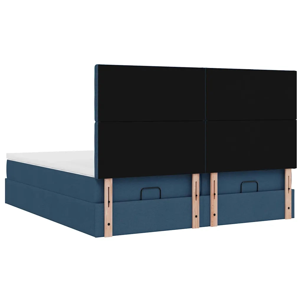 vidaXL Struttura Letto Pouf con Materassi Blu 180x200cm in Tessuto