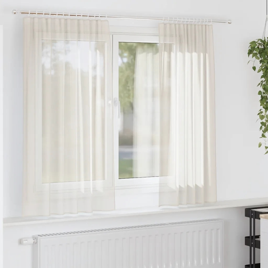 Tende in Voile con Tasche per Aste 2 pz Crema 4102177