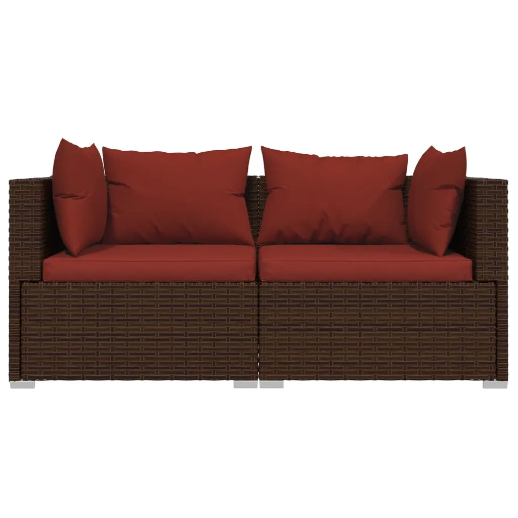 Set Divani da Giardino con Cuscini 3 pz in Polyrattan Marrone cod mxl 70760