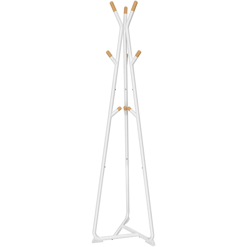 Appendiabiti da terra bianco in acciaio e legno di faggio