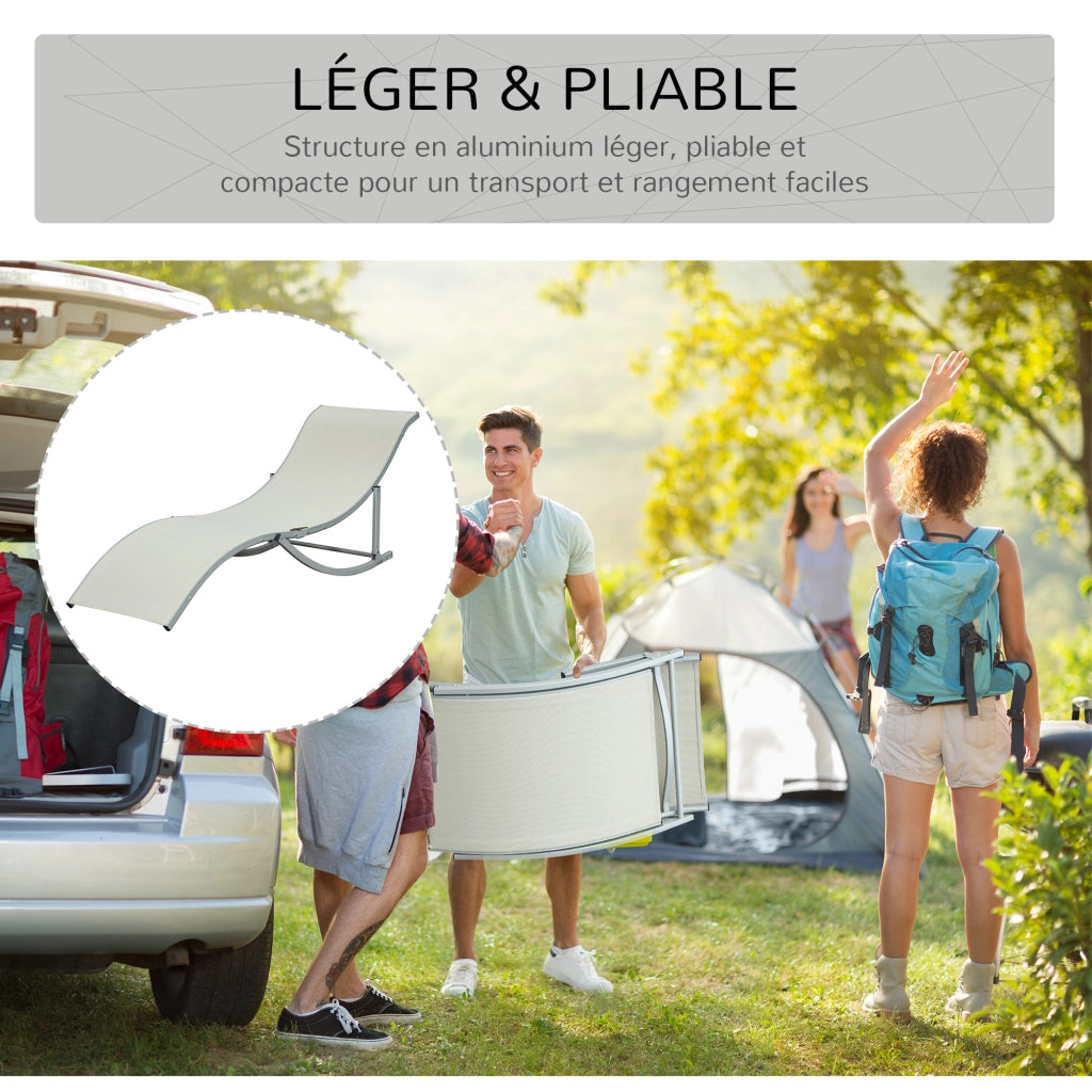 Lettini pieghevoli da giardino in alluminio e textilene ¨C zephmum ¨C 2 pezzi beige