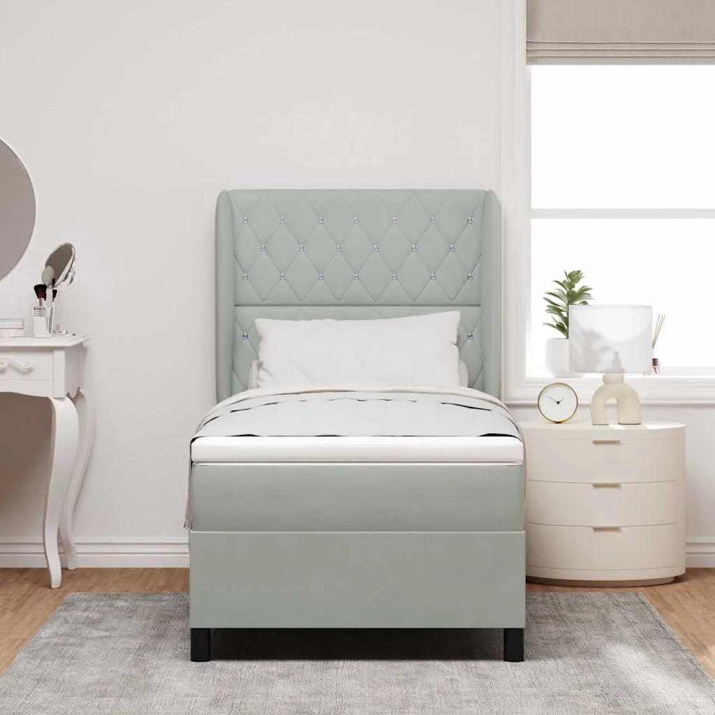 Letto a molle con testiera Grigio chiaro 190 x 90 cm Poliestere 3340850