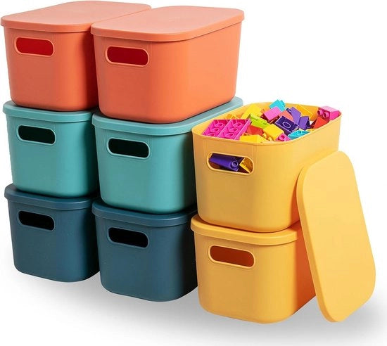 Opbergdozen con coperchi - contenitori in plastica per mettere in ordine i pannelli - da utilizzare in cucina, bagno, classe, ufficio, camera da bambini - formato piccolo (8 pezzi)